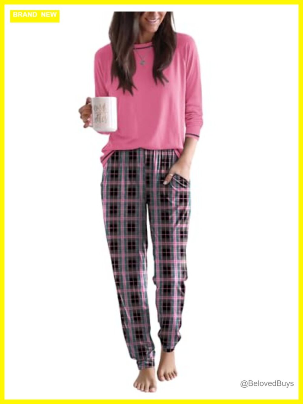 Women Pajama Set Long Sleeve Jogger Sleepwear Lounge Set with Pockets